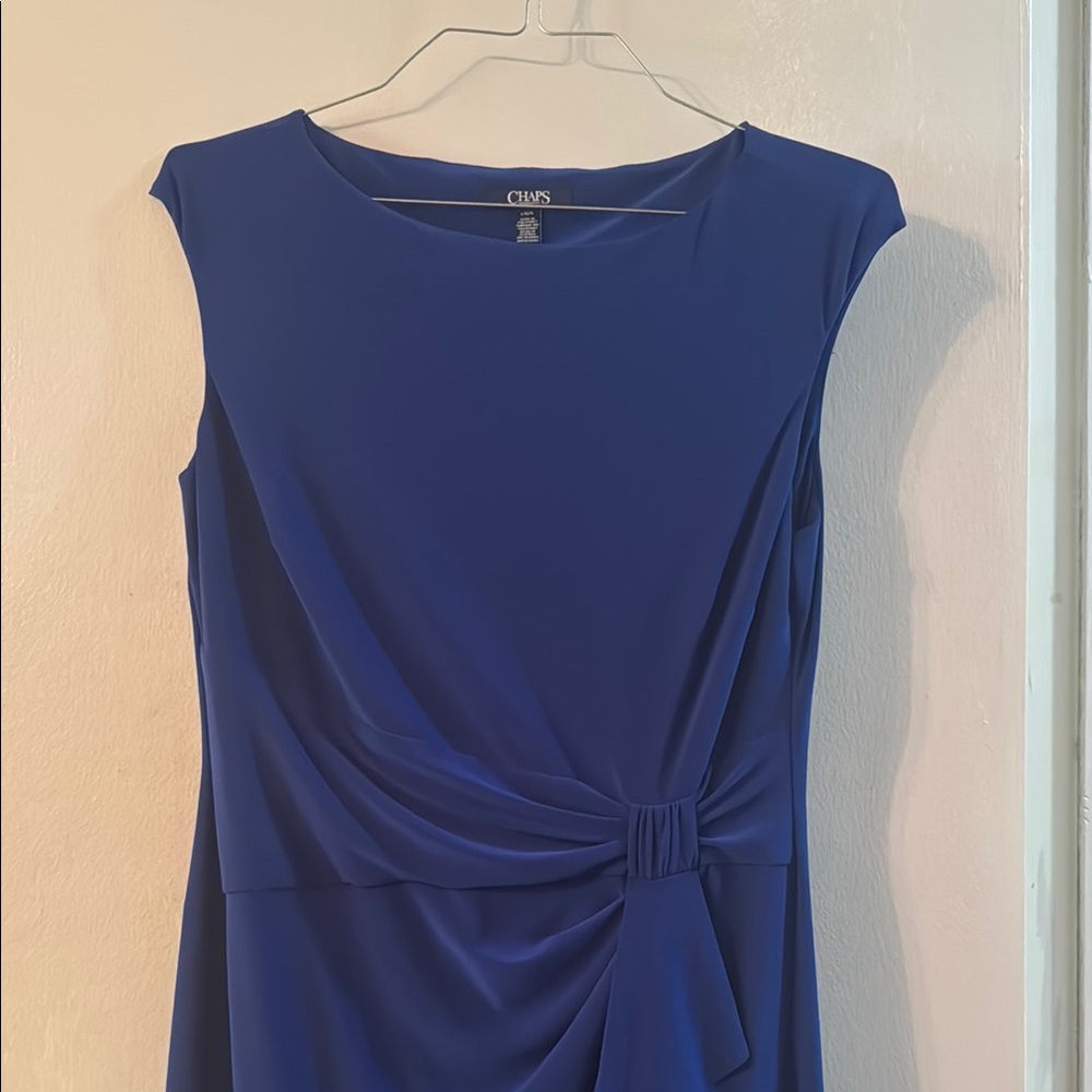 Chaps Blue Ruched Sheath Midi Dress